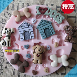 3d собака и кости силикон фондант формы для кексов мыло шоколад силикагель кухни