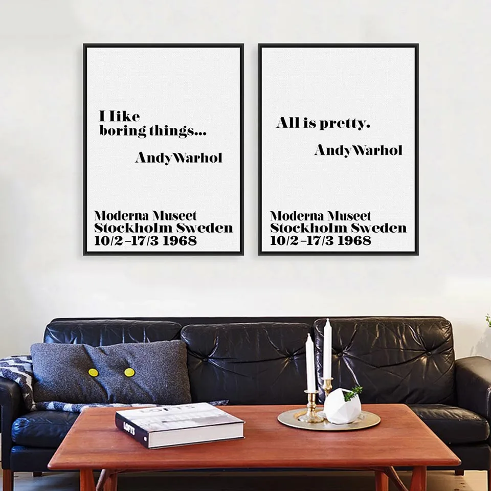 

Black White Minimalist Inspirational Andy Warhol Quotes Posters Prints Pop Nordic Wall Arts Pictures Canvas Painting Home Decor