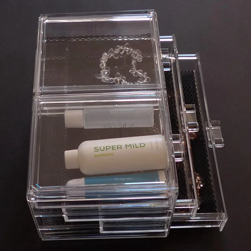 Пластиковый органайзер для макияжа с прозрачным ящиком косметический контейнер