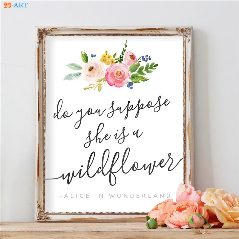 Флоральная живопись на холсте с изображением оленя, цитатой, постером искусства стены, декором детской комнаты в стиле лесной детской. Картина без рамы.