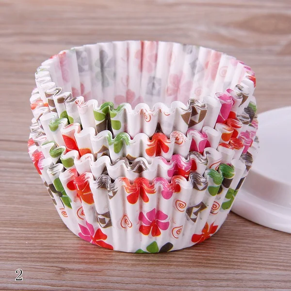 Pattern 2 Кухня Инструменты для тортов 100 шт./упак. мини Бумага кекса Кекс Бумага чашки лоток для выпечки инструменты для украшения печенья чашка#246731 - Цвет: Pattern 2