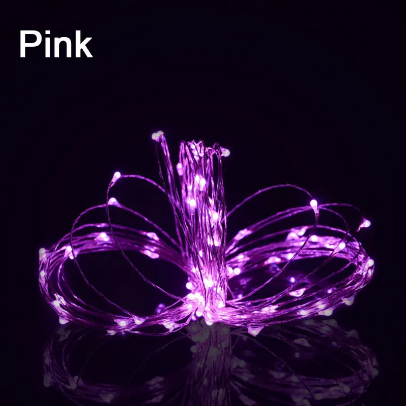 Pink 5 м 50 светодиодный 3XAA светодиодная гирлянда на батарейке огни для рождественской гирлянды вечерние свадебные украшения Рождественские мигалки сказочные огни водонепроницаемые - Испускаемый цвет: Pink