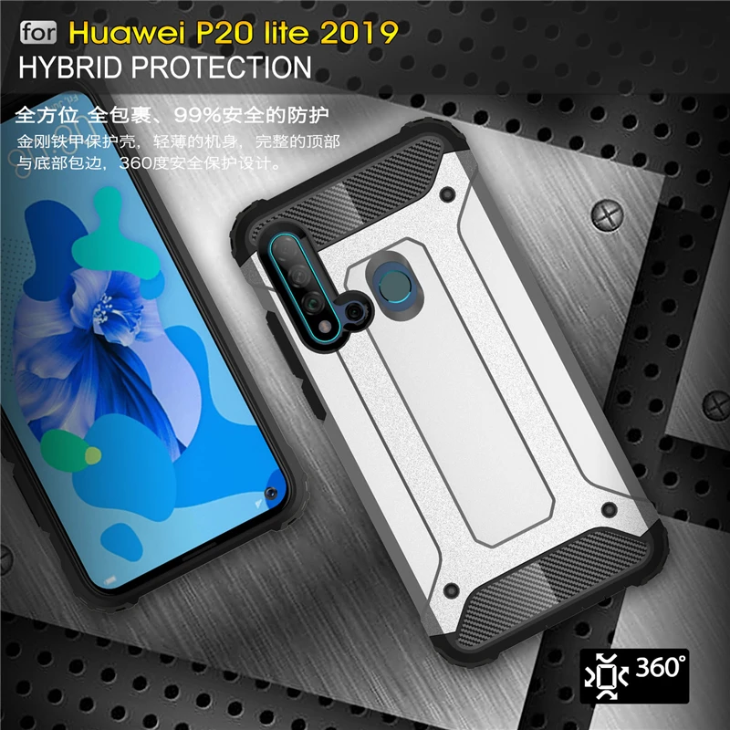Чехол для huawei P20 Lite 2019 противоударный армированный резиновый чехол телефона Fundas