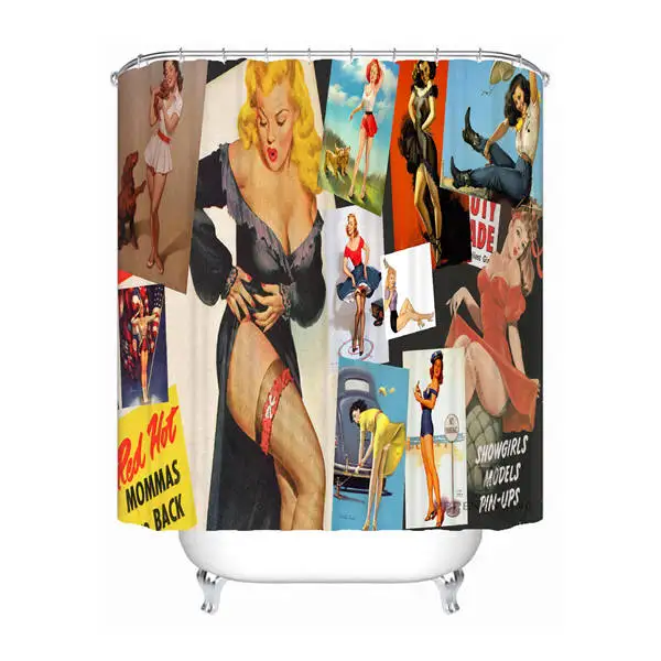 Shower Curtain Ванна Шторы для Ванная комната пользовательские Pin Up модная одежда для девочек Декор для дома душ Шторы Водонепроницаемый ткань крючки#180417-01- 61 - Цвет: Shower Curtain