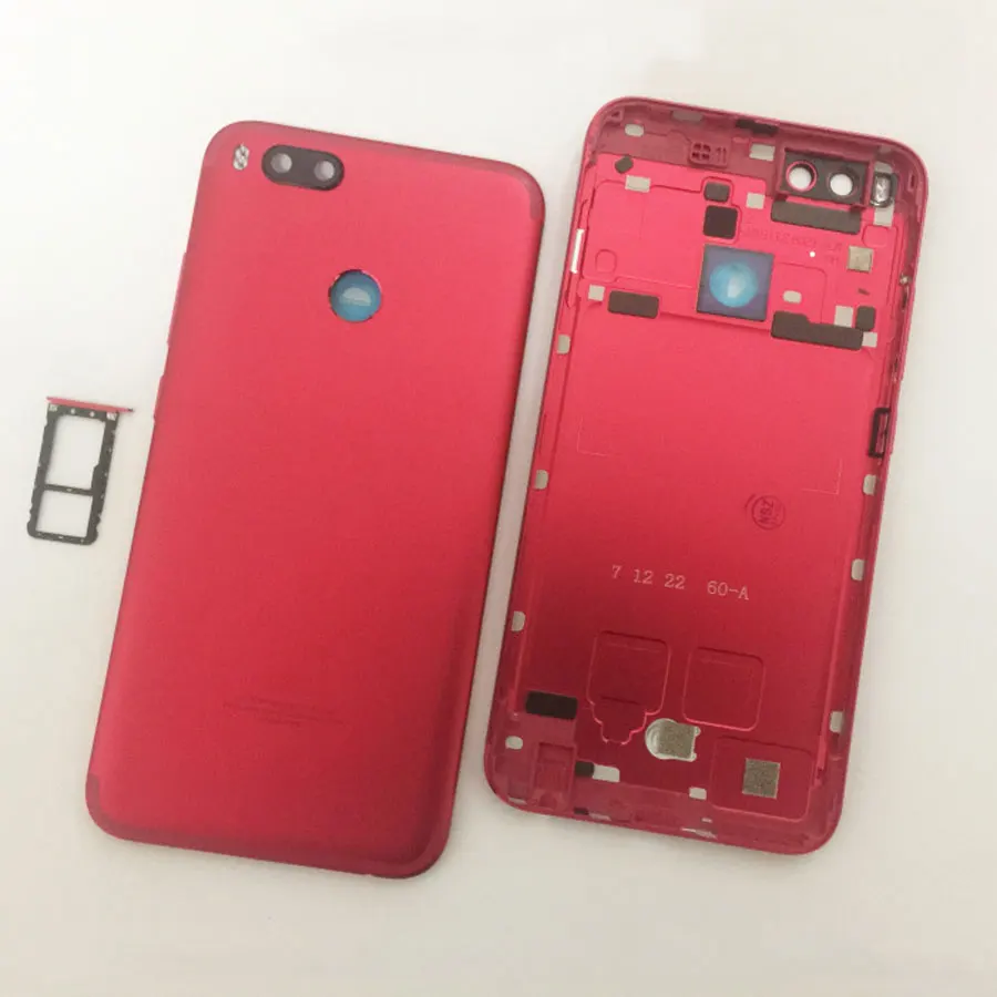 Red Для Xiaomi mi A1 5X mi A1 mi 5X чехол для батареи Корпус задняя дверь корпус+ датчик отпечатков пальцев гибкий кабель+ Sim лоток - Цвет: Red