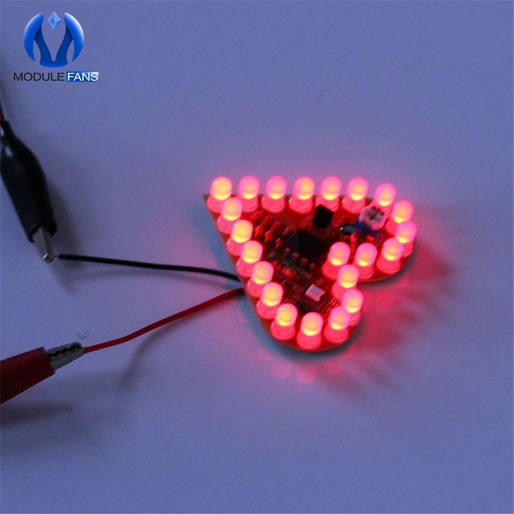 Красный DIY Kit сердце Форма охлаждающаяся Лампа Комплект DC 4 V-6 V Дыхание светодиодный люкс Красный белого и синего цвета зеленый лазерный модуль линия по производству досок для обучения - Цвет: Красный