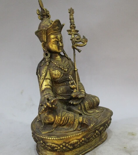 9 &quotТибет Бронзовый 24 К Золото Гуру Ринпоче Падмасамбхава Будда Ваджра Статуи