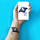 Водостойкая Временная тату-наклейка, Синий Дьявол, рыба, маленький размер, художественная тату флэш-тату, искусственная татуировка для детей, женщин, мужчин, девочек