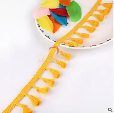Yellow 10 ярдов/партия, сделай сам, кружевная бахрома с кисточками, Полиэстер, Хлопок, кружевная отделка, лента для латинских платьев, сценическая одежда, занавеска, диванная, для шитья, декоративная - Цвет: Yellow