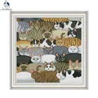 Joy Sunday-Набор для вышивания крестиком для кошек, DMC 11CT, 14CT, ручная работа, вышивка крестом