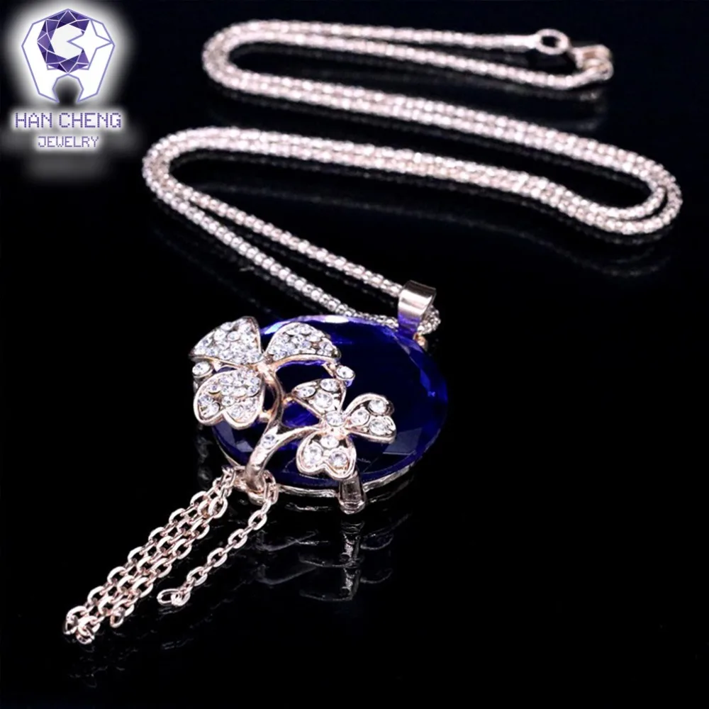 Модные ожерелья с тисненым клевером Стразы искусственными кристаллами и