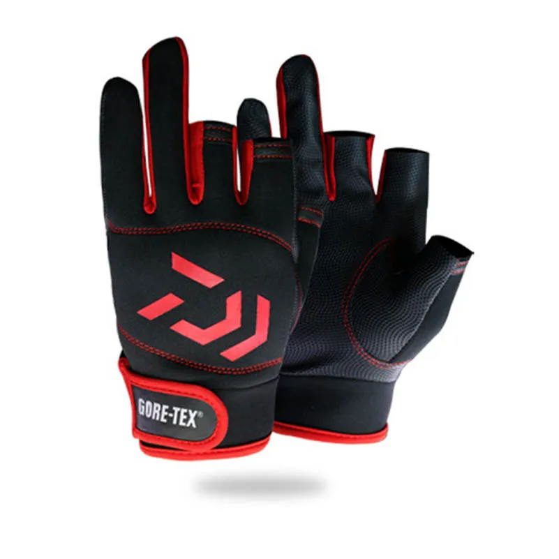 DW Black Высокое качество 3 вырезанные рыболовные перчатки наружные дышащие водонепроницаемые кожаные спортивные велосипедные перчатки анти-износ Снасти Приманка Рок Рыбалка - Цвет: DW Black