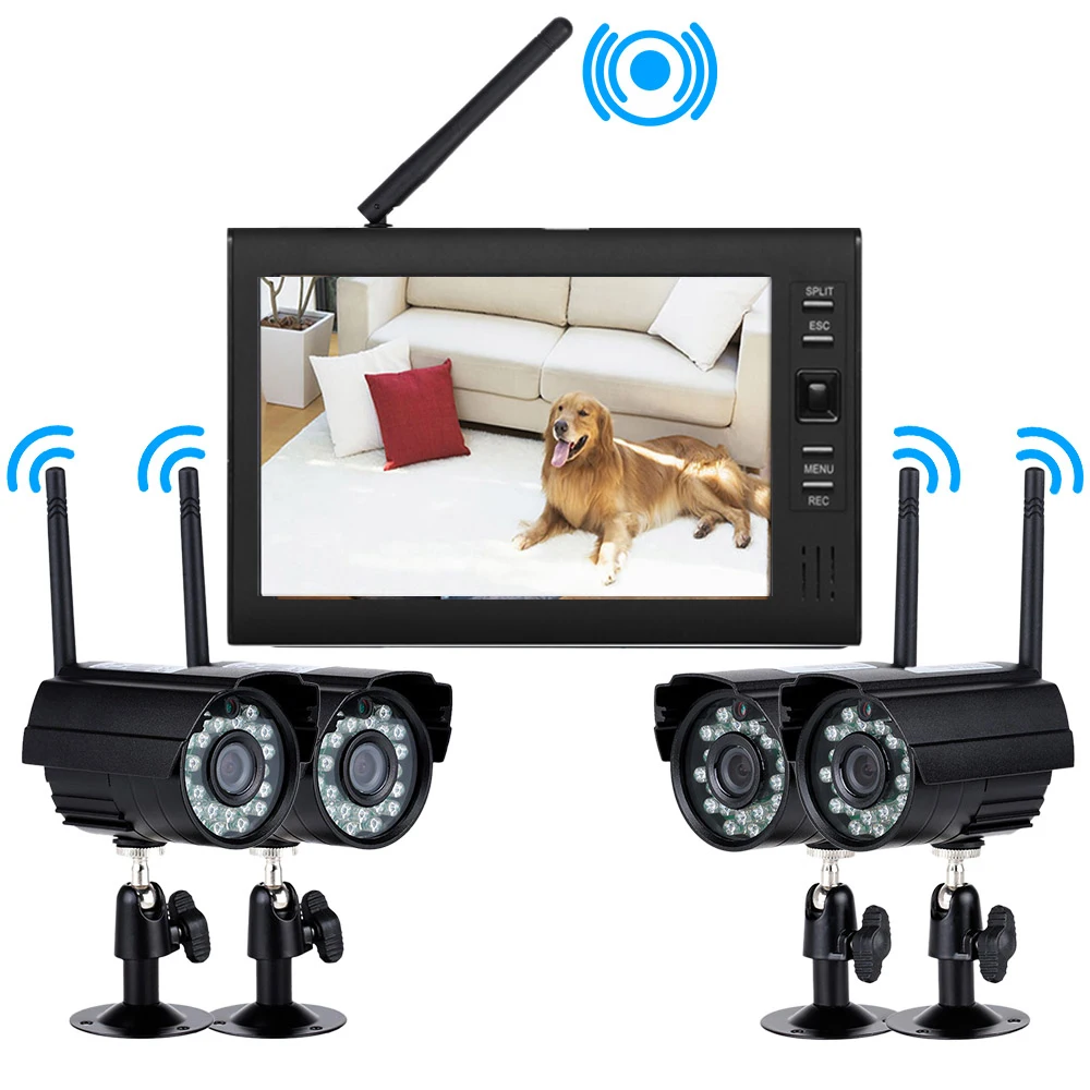 Wifi NVR 4 шт. Беспроводная система видеонаблюдения 7 дюймов Поддержка 32 г наружная ip