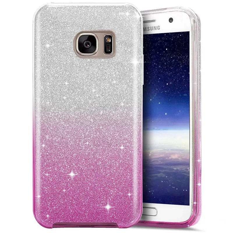 Розовый Чехол OLOEY для Funda samsung Galaxy S6 S7 Edge S8 S8 Plus S5 Note 8 5 4 чехол 2 слоя Блестящий сверкающий Мягкий ТПУ силиконовый чехол - Цвет: Розовый