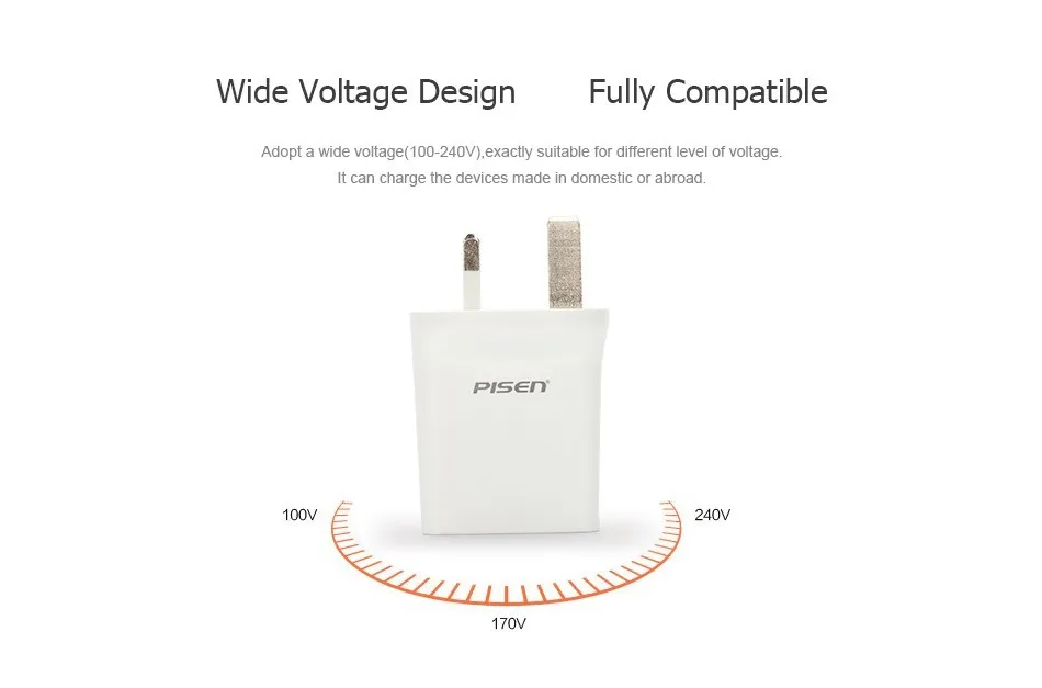 PISEN Dual USB Быстрое Зарядное Устройство Мощность 5 В 2.4A Путешествия Удобный ЕС подключите Белый Мини Телефон Сетевой Адаптер для iPhone 6 Samsung Tablet