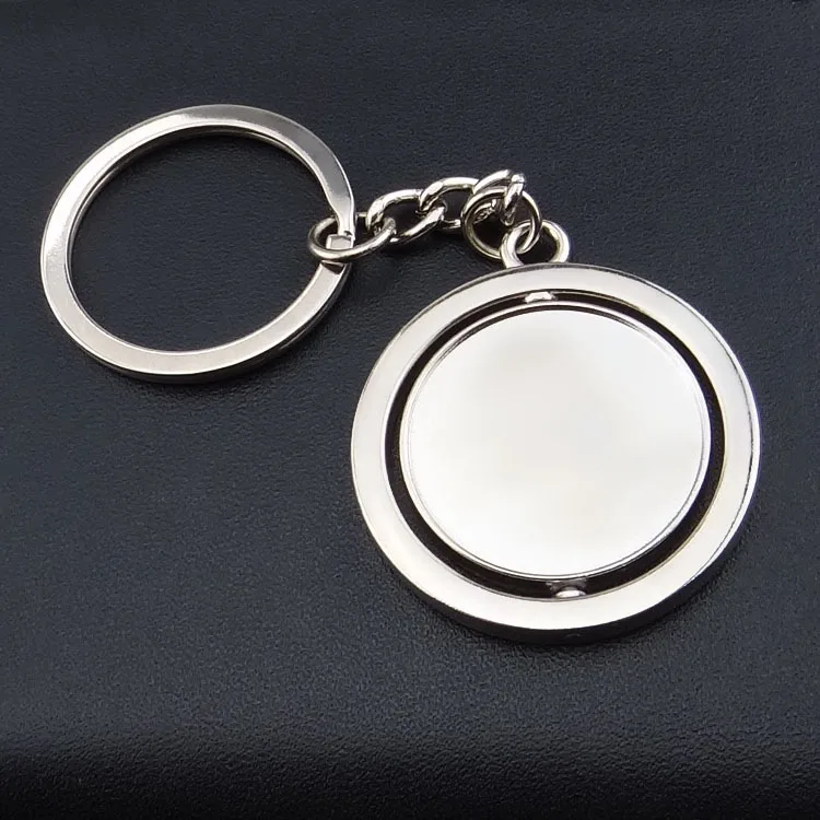 Круглый пустой вращающийся на 360 градусов металлический брелок K1552|tag keychain|keychain
