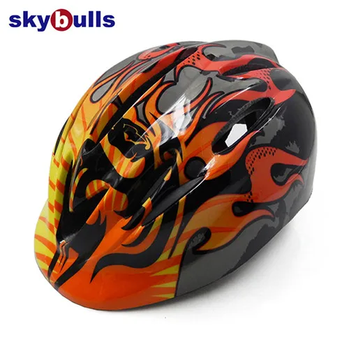 Flame Skybulls Детский велосипедный шлем сверхлегкий Детский защитный велосипедный шлем для катания на коньках для спорта на открытом воздухе защитная Кепка Велосипедное снаряжение - Цвет: Flame