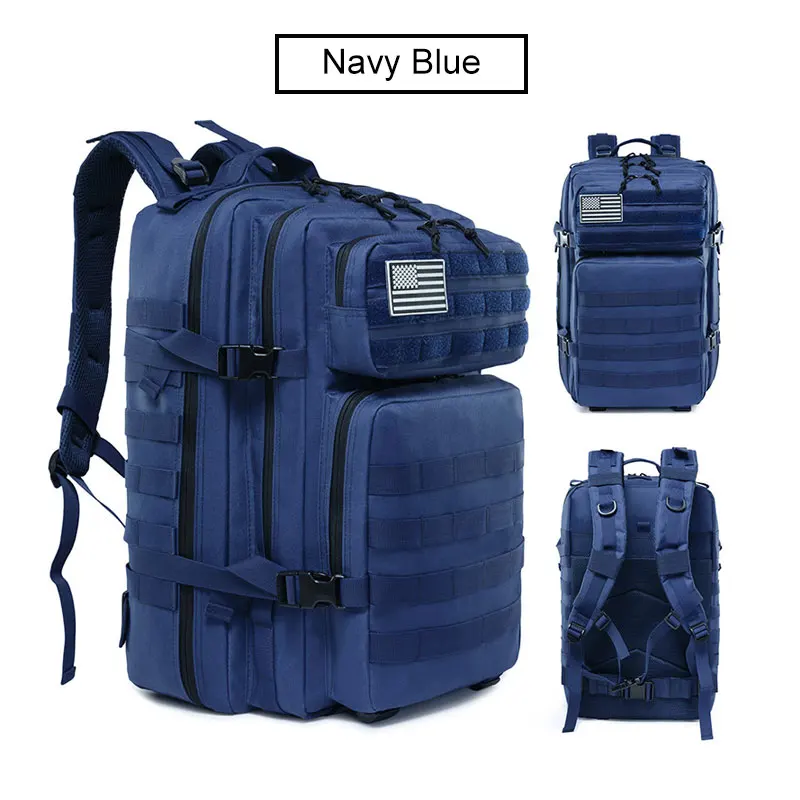Navy-blue 50L Military Tactical Backpack Molle Army Assault Bag Hiking Camping Hunting Backpack Outdoor Waterproof Big Bag Travel Rucksack - Цвет: Navy-blue
