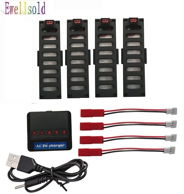 Комплект из 2 предметов 4 шт. JY018 E52 Батарея 3 7 V 600 mAh обновление Lipo JST разъем/зарядным