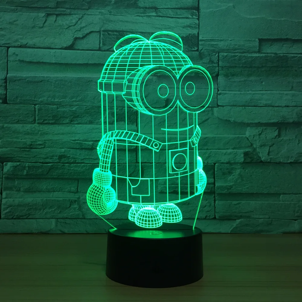 Миньоны 7 цветов маленький желтый человек 3D светодиодные ночники USB настольная лампа футбол Lampara домашний Декор Спальня Миньоны сна ночник