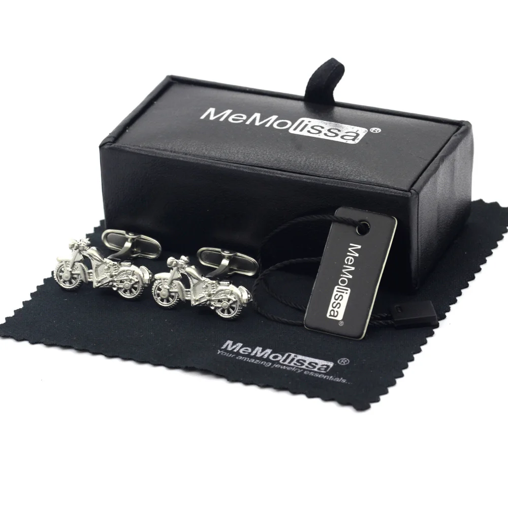 

MeMolissa Display Box Cufflinks High Quality Sports Motorcycle Cufflinks Silvery Men's Business Cufflinks Free Tag & Wipe Cloth