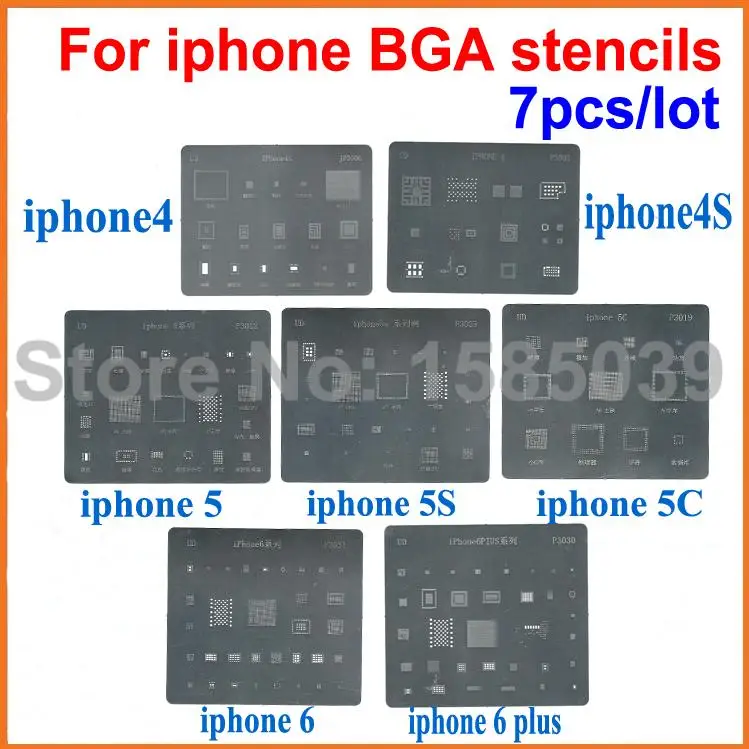 7 шт./лот! Высококачественный полный набор BGA трафаретов для iPhone 4 4S 5 5S 5c 6 +