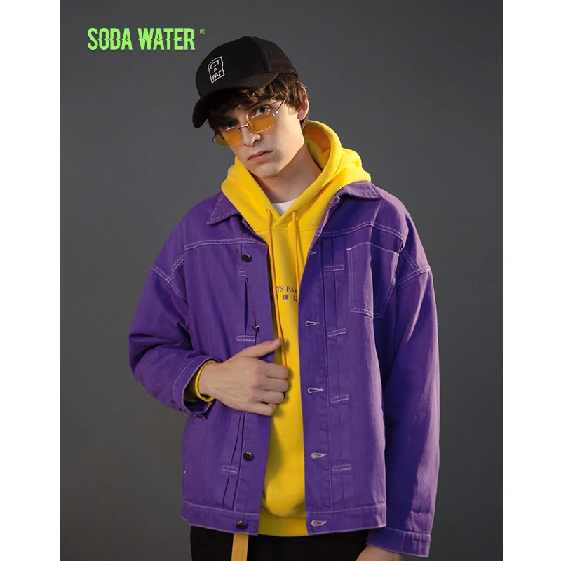 SODA вода свежий цвет куртка пальто ретро промывают джинсовые куртки для мужчин