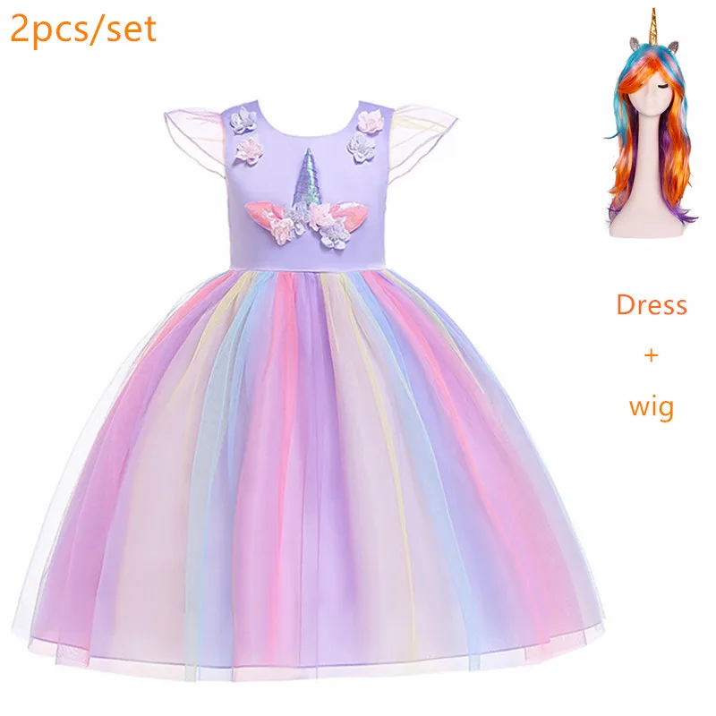 Flower Girls cosplay Unicorn Dress Children's day Princess Birthday Party Children Kids Carnival Costume | Тематическая одежда