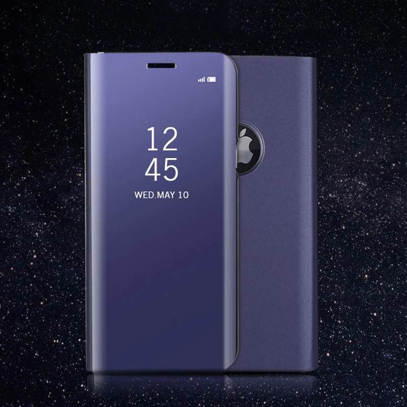 Умный кожаный флип-чехол с зеркальной подставкой для Huawei Mate 8 9 10 Pro Lite P8 P9 P10 Plus iPhone X