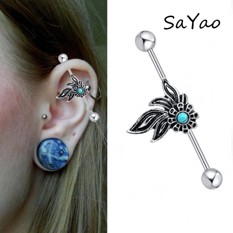SaYao 1 piece Love Cute Night Owl Surgical Stainless Steel Animal Industrial Barbell Piercing Helix Ear Jewelry | Украшения и