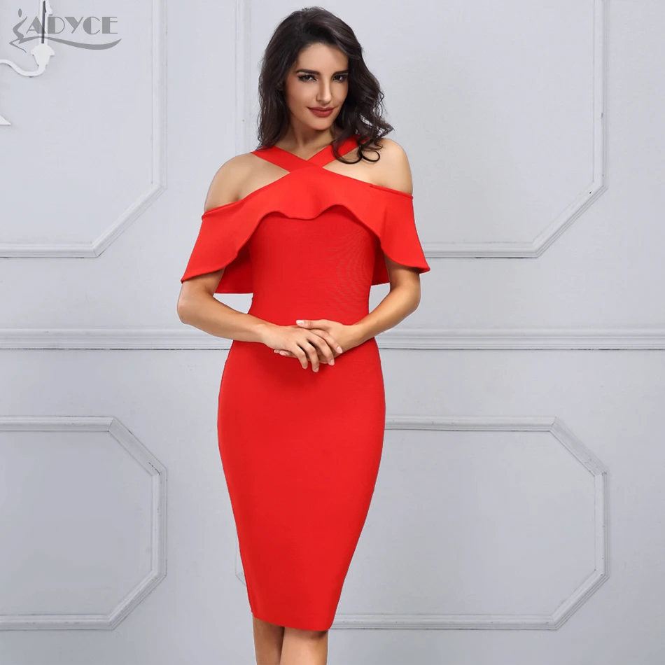 Женское вечернее бандажное платье ADYCE красное черное белое в стиле высокой моды