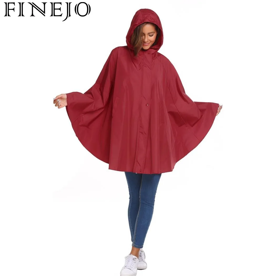 FINEJO Autumn Jacket Women Batwing Sleeve Hooded Cloak Raincoat Outwear Loose Coat Fashion Casual New 2017 11 | Женская одежда