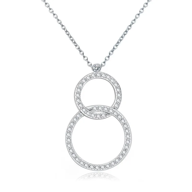 RIMOWA 2017 New Fashion Jewelry Necklaces For Women Luxury AAA Cubic Zircon Double Circles Pendant Necklace N96 | Украшения и