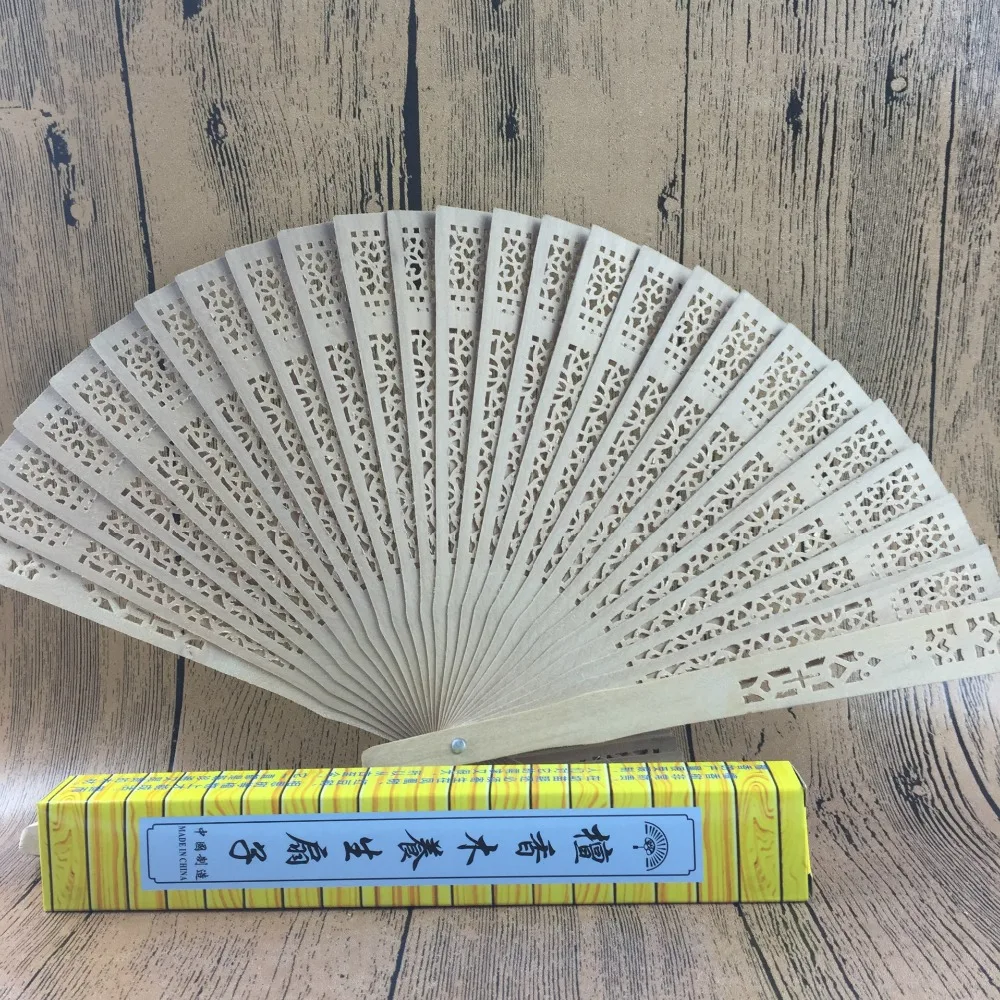 100pcs Personalized Wedding Favor Gift Sandalwood Cutout Fans Wood Color Hand Folding Fan lin2995 | Дом и сад
