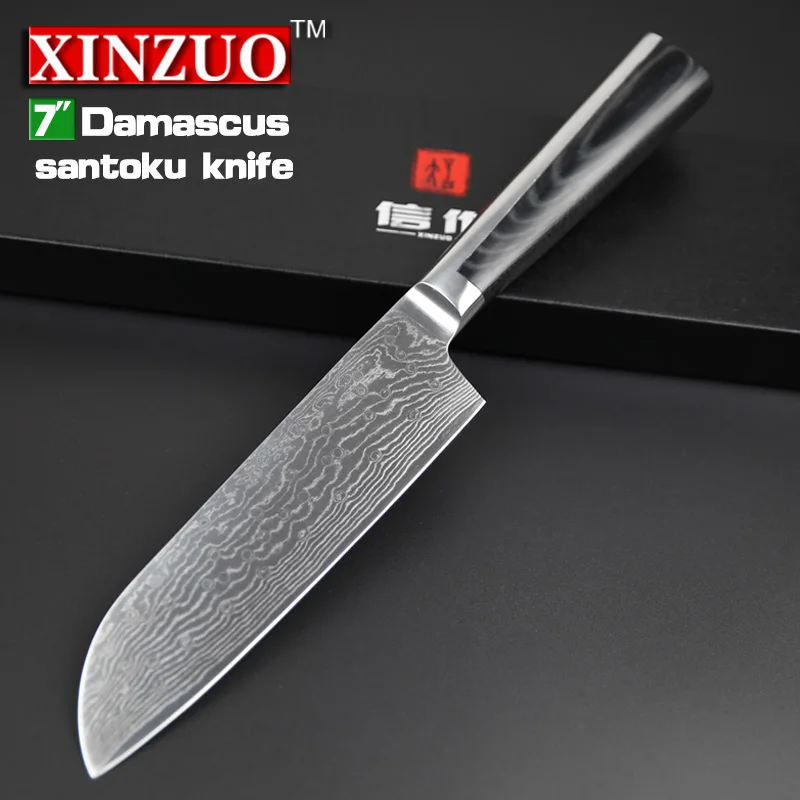 XINZUO 7 inch Santoku Knife Japanese Chef Knives VG10 Damascus Steel Kitchen Sharp Stainless Slicing | Дом и сад