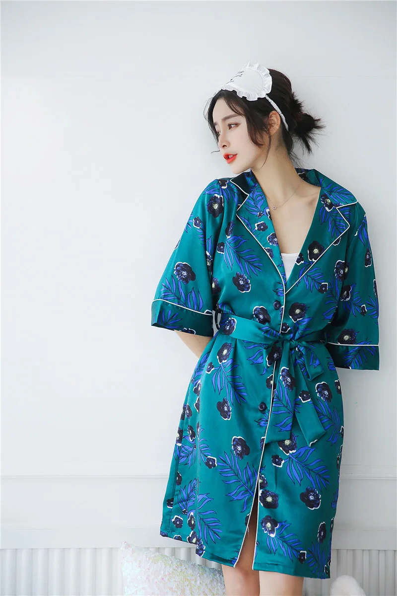 Сексуальный женский банный халат + топ на бретельках шорты пижамный комплект из