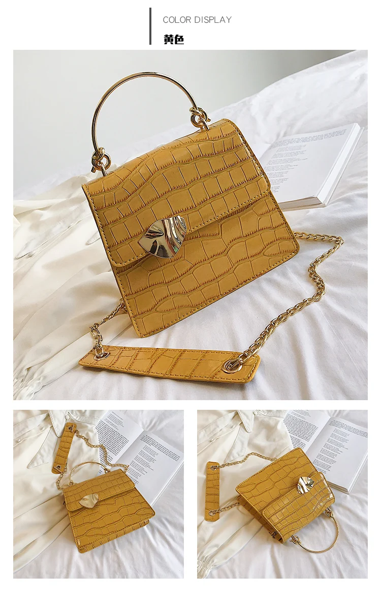 Elegant Female Stone Pattern Tote bag New High Quality PU Leather Women's Designer Handbag Chain Shoulder Messenger Bag