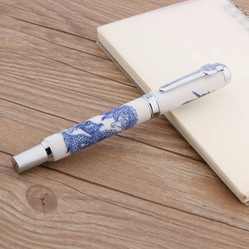 1 шт. JINHAO 950 Китайская каллиграфия Дракон синий и белый Керамика подарочная авторучка