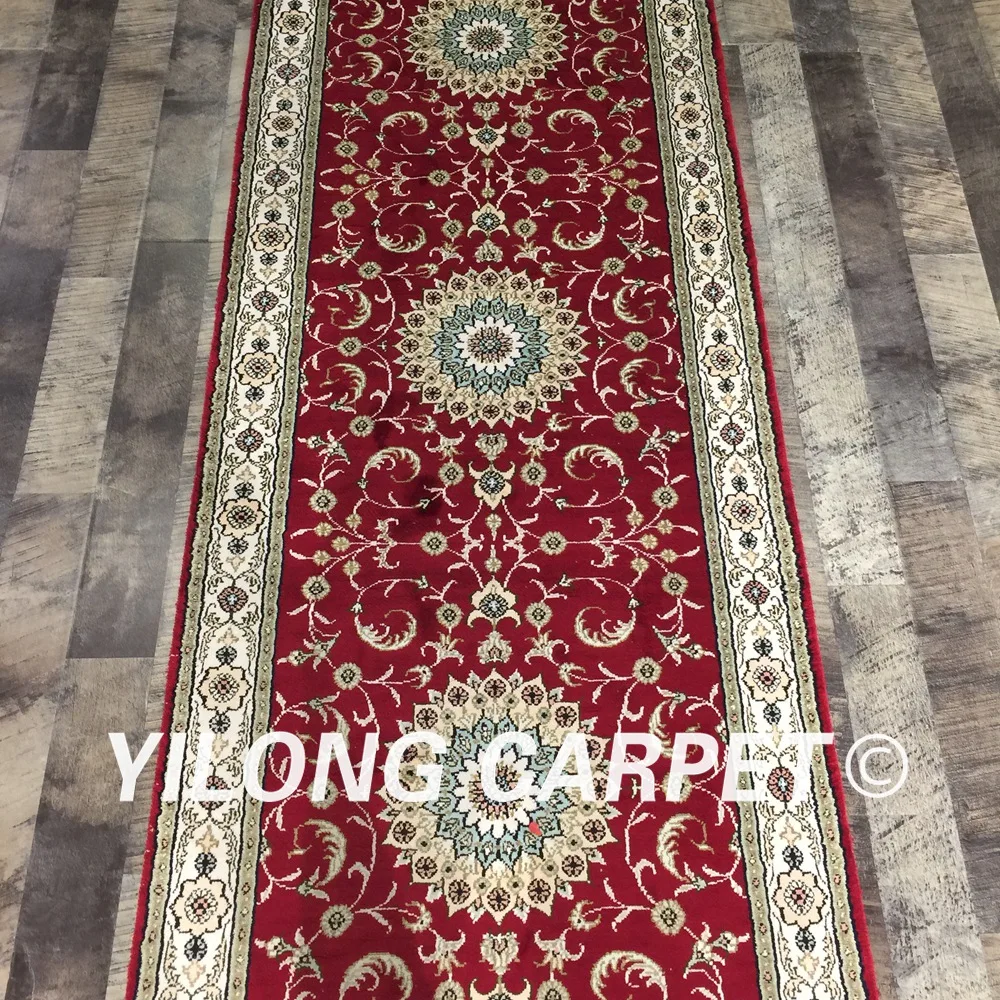 Yilong 2 5 'x 16' красный шелковый ковер ручной работы бегунки коридор галерея