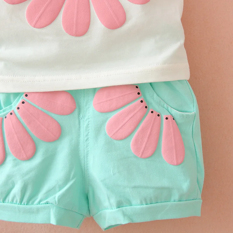 Летний комплект одежды для маленьких девочек BibiCola детские спортивные костюмы