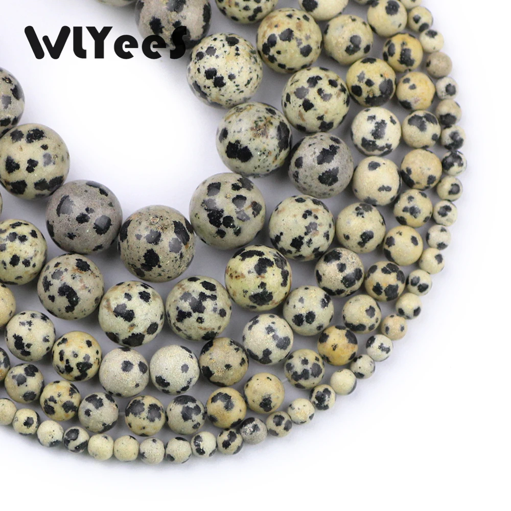 

WLYeeS Natural stone Spotted stone beads 4 6 8 10 12mm Size Round loose space beads 15inch handmade jewelry bracelet making DIY