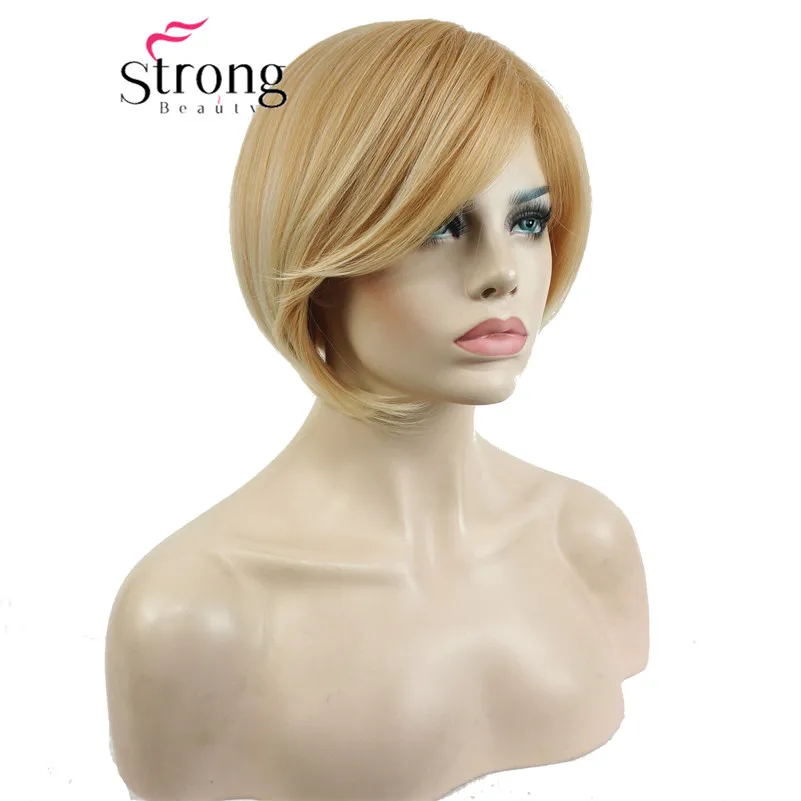 StrongBeauty короткий прямой темно-коричневый выделенный Боб, боковая обметка синтетические парики выбор цвета