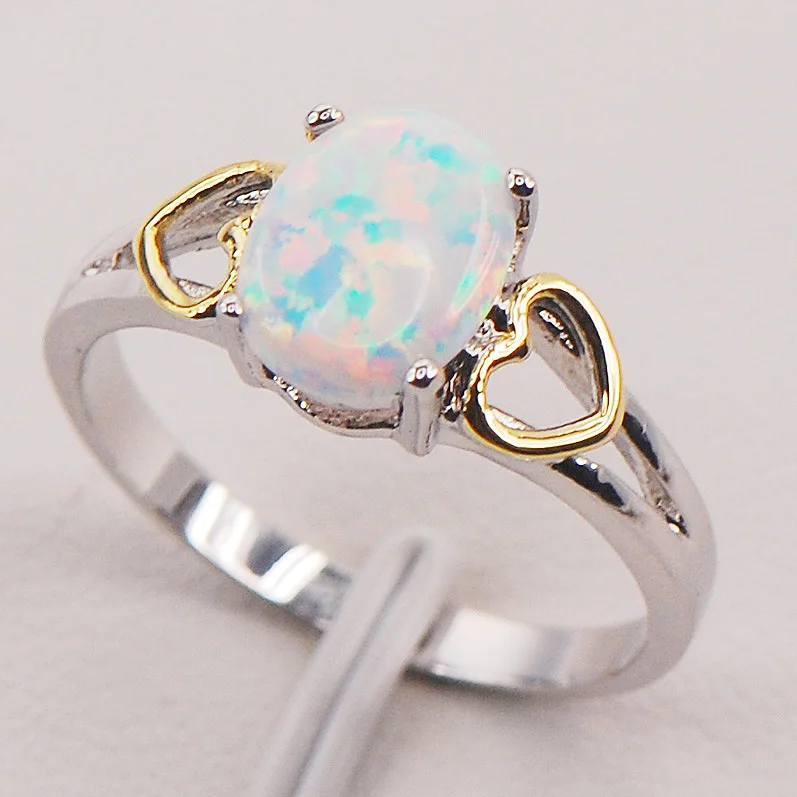 Женское кольцо из серебра с белым огненным опалом размеры 6 7 8 9 10 11 F580|ring golden|ring