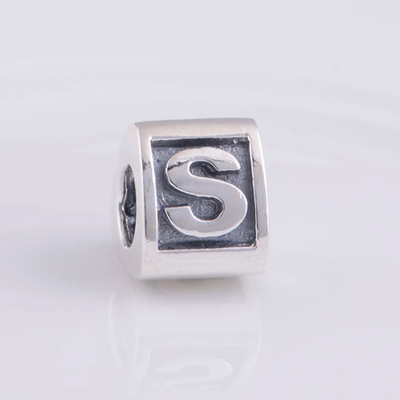 Аутентичные стерлингового серебра 925 Алфавит Буква Q-R-s-t Шарм Бусины подходит Pandora