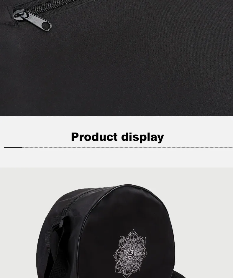 Yoga Wheel Bag Nylon Black Mandala Flower 36*14cm Yoga Circle Bag Large Capacity Double Zipper Pilates Wheel Backpack Yoga Bag