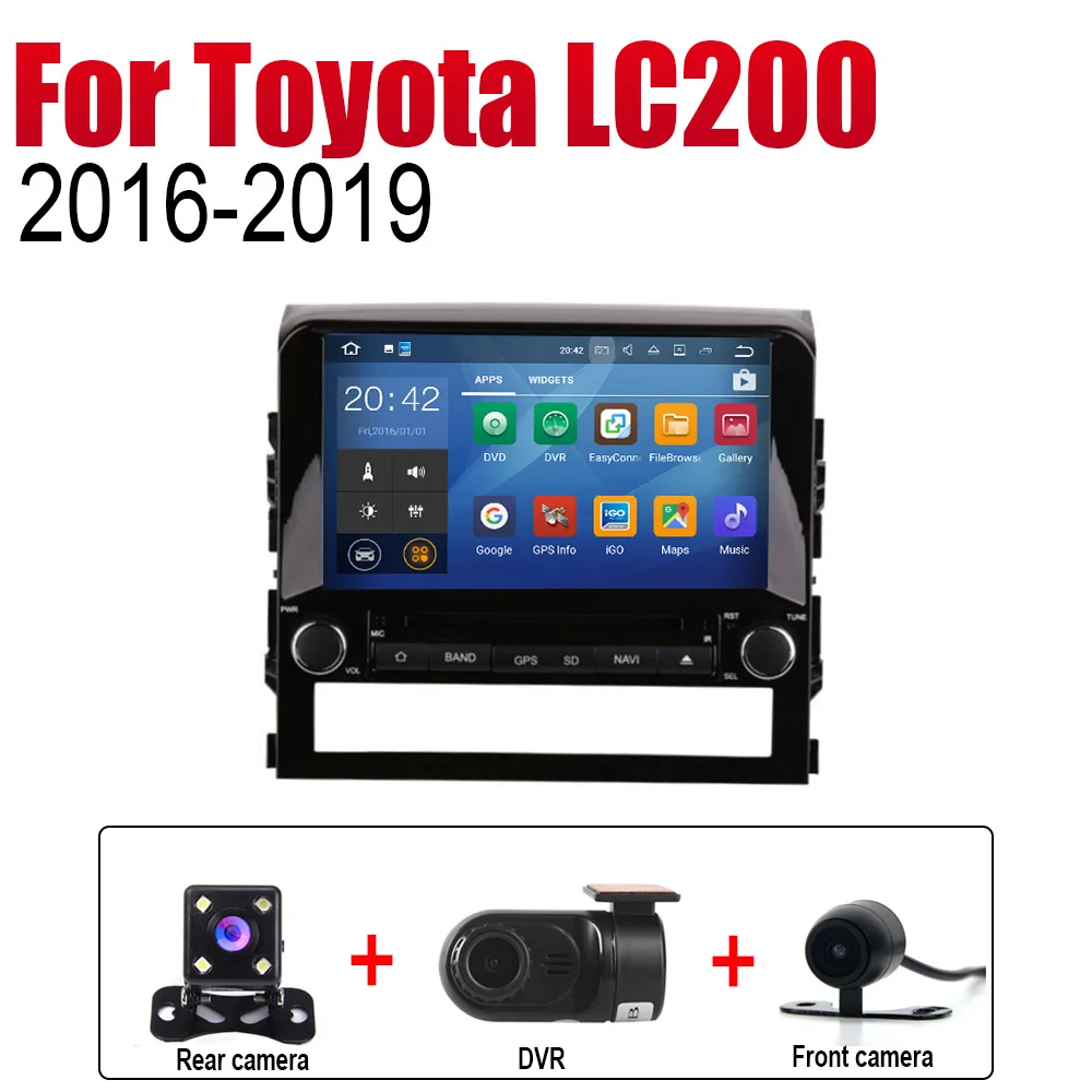 Авто Радио 2 Din Автомобильный dvd-плеер на основе Android для Toyota Land Cruiser LC200 gps Навигация BT Wifi карта мультимедиа - Цвет: Extra Items