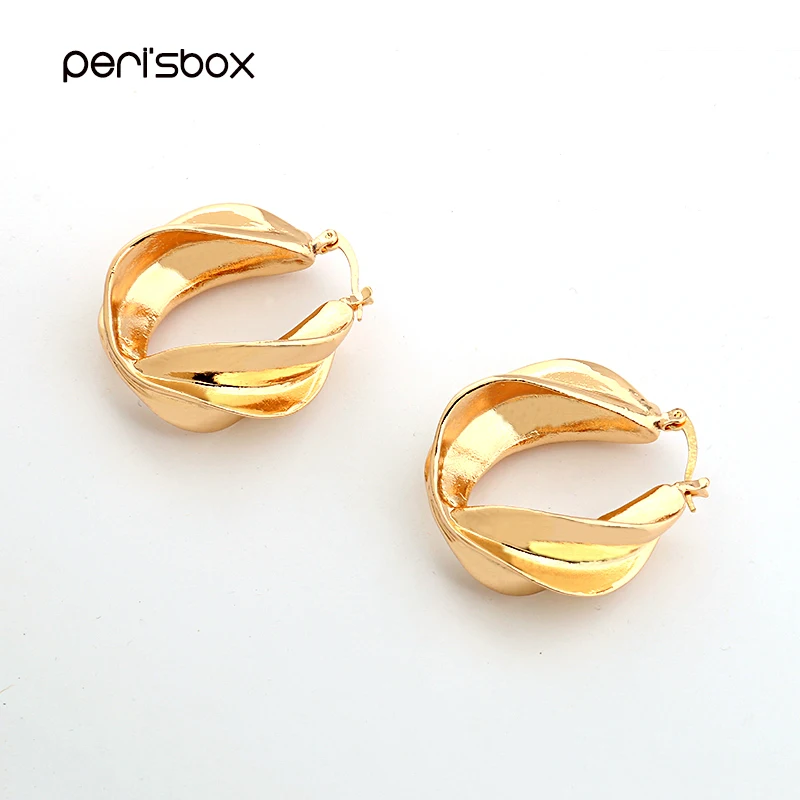 Peri'sBox дизайнерские золотые серьги-кольца для женщин, гиперболы геометрические серьги-кольца, шикарные массивные серьги
