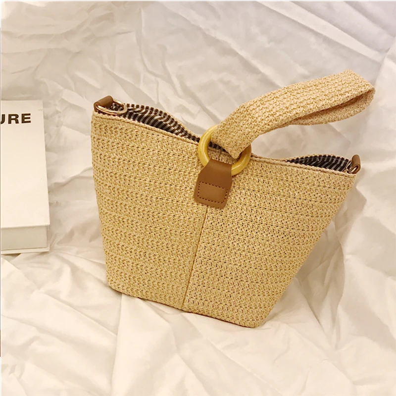 Сумка Blascher Женская модная сумка соломенная мини-сумка с кольцом и пряжкой