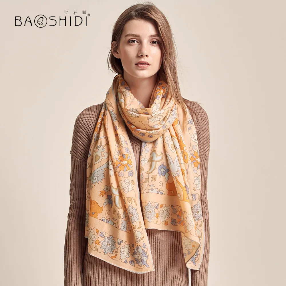 [BAOSHIDI] модный дизайнерский шарф, длинный женский шарф из шерсти, элегантная теплая шаль, женская зимняя мягкая бандана