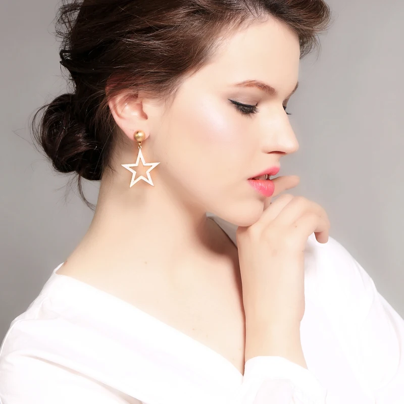 2018 модные повседневные серьги с эмалью звезда/сердце для женщин простой дизайн